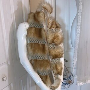 Faux Fur Vest with Striped Pattern